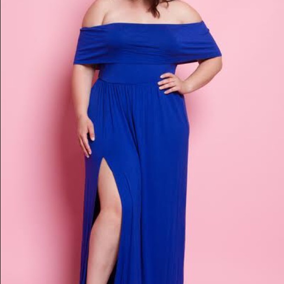 New Plus Size off The Shoulder Maxi Dress - Picture 4 of 6